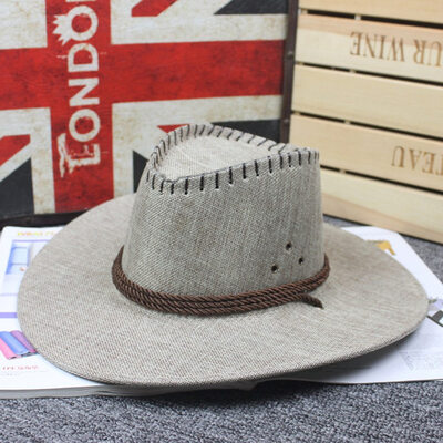 

5 Colors High Quality Fashion Men Cosplay Leather Western Cowboy Hat Men Outdoor Sunhat