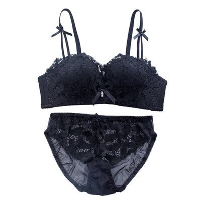 

1Set Plus Size Sexy Lingerie Push-up Plus Size Underwear Women No Rims Thin Half Cup Embroidery Bra