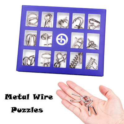 

YIWULA15Pcs Metal Wire Puzzles Brain Teaser Metal Wire Puzzles Educational Toy Gift