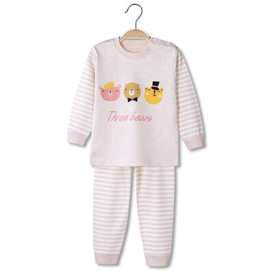 

Spring Winter Children Casual Sleepy Clothes Baby Boys Girls Striped Cartoon Printing Long Sleeve Pajamas Kids Thermal Clothes