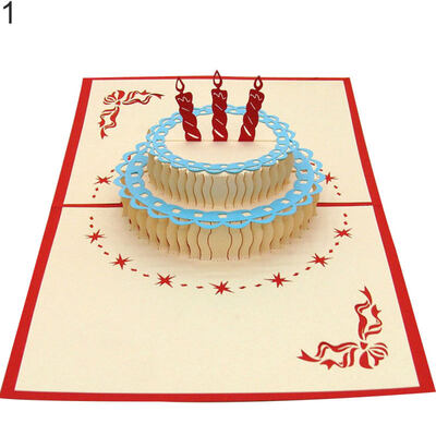 

Heart Ship Birthday Cake Handmade 3D Pop Up Holiday Christmas Greeting Cards