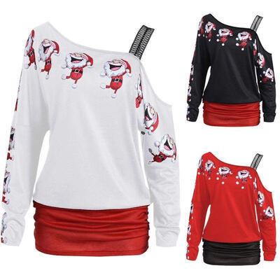 

Women Sexy Xmas Christmas Santa Long Sleeve Bodycon Casual Sweater Mini Dress