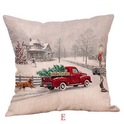 

Tailored Happy Christmas Pillow Cases Linen Sofa Cushion Cover Home Decor Pillow Case