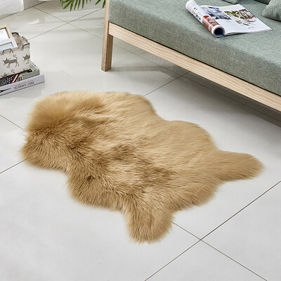 

Gobestart Wool Imitation Sheepskin Rugs Faux Non Slip Bedroom Shaggy Carpet Mats