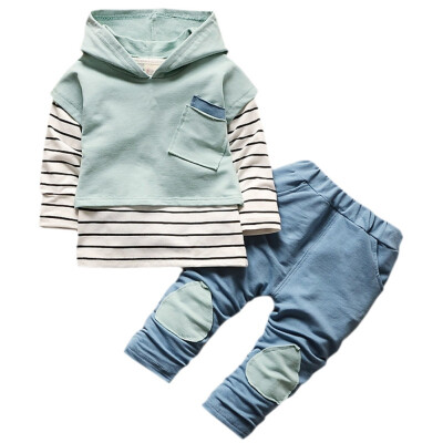 

hooded set baby boys clothing set children hoodies pants striped winter warm clothes boys girls sets autumn new arrival