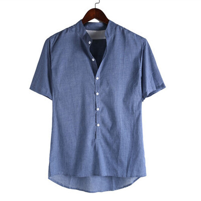 

Toponeto Mens Baggy Cotton Linen Solid Color Short Sleeve Retro T Shirts Tops Blouse