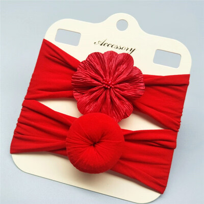 

2Pcs Baby Cute Headwears Kids Girls Boys Solid Donut Flower Design Headband Children All SeasonsParty Gifts 0-6Y