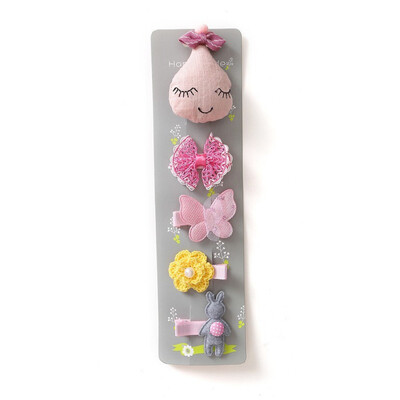 

5pcsSet Childrens Hair Accessories New Children Cute Hairpin Set Cartoon Cloth Baby Clips Hairpin Girls Hairwear