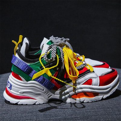 

2019 Spring Women Casual Shoes Flock Platform White Sneakers Lace-Up Sewing Wedges Lover Shoes for Women Zapatos Mujer