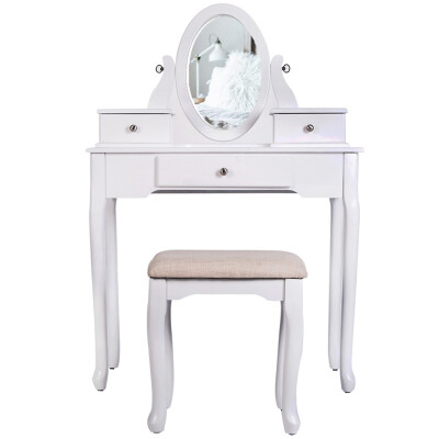 

AX Vanity Set with Stool Dressing Make-Up Table with 3 Drawers&Mirror Bedroom White TOPMAX Vanity Set with Stool Dressing Ma