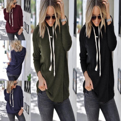 

Fashion Womens Ladies Casual Hooded Jumper Slim Sweater Plus Size