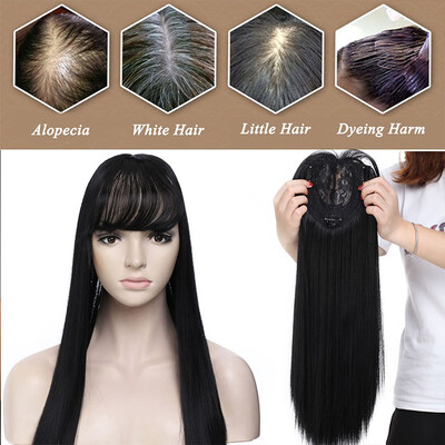 

17inch 3 Clips In Hair Extension long straight hair extension synthetic one piece hair Topper Hair Piece With Bangs