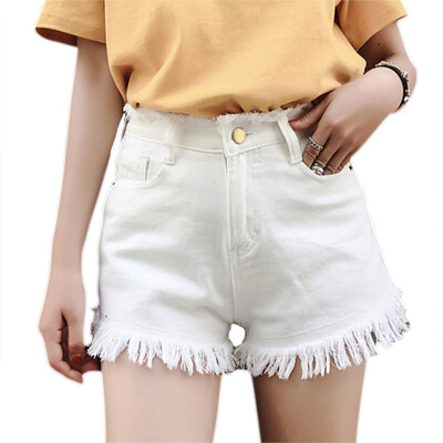 

European And American BF Cowboy Female Blue High Waist Denim Shorts Women Summer Style Edge grinding Worn Loose Jeans Shorts