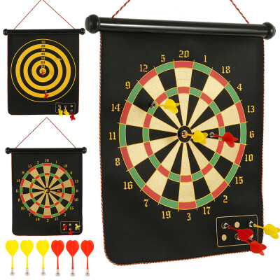 

Two-Sided Magnetic Dart Board Game Set Reversible Rollup Dartboard with 6 Safe Darts for Indoor Outdoor Fun