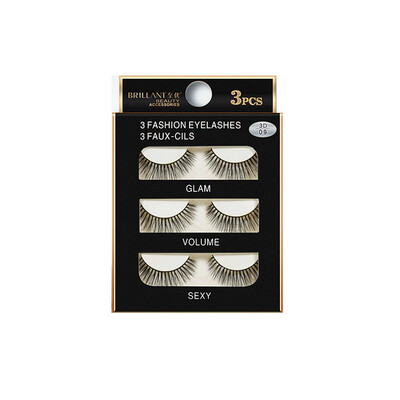 

Gobestart 3 Pairs 3D Long False Eyelashes Makeup Natural Fake Thick Black Eye Lashes