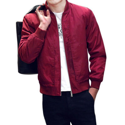 

New Autumn Spring Mens Jackets Solid Fashion Coats Male Casual Slim Stand Collar Bomber Jacket Men Outerdoor Overcoat -4XL