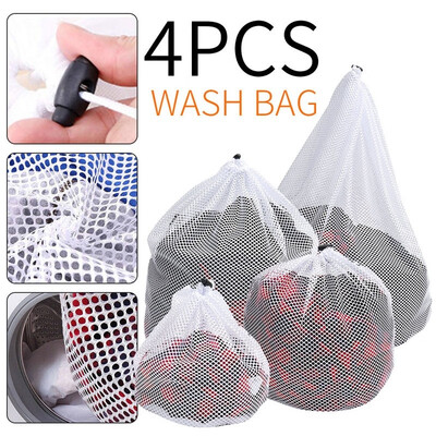 

Premium 4 Sizes Upgraded Drawstring Mesh Wash Bag for Washing Machine Durable Laundry Net Washing Bag