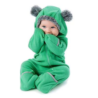 

New Born Baby Clothes Winter Baby Boy Girl Romper Cute Cartoon Hooded Jumpsuit Casual Overalls For Children Kids Outerwear