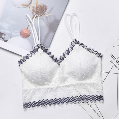 

Sexy Transparent Underwear Top Lace Lingerie Women Contrast Color Strappy One-piece Padded Basic Ladies Camisoles lace top
