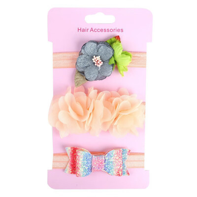 

Pack Of 3 Baby Girl Cute Lace Stretch Sequin Bow Elastic Headband Molding Hair Band Accessories Party Accessories Headband