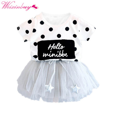 

Cartoon T-shirt Girl Mesh skirt Baby Girl Clothes Set Baby Cartoon T-shirt Star Skirt Girls T-shirt Summer Tops 2PCS
