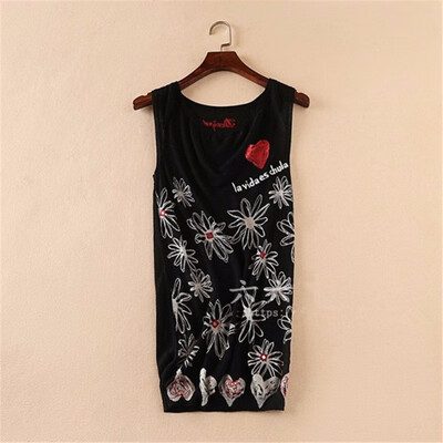 

2018 NEW FASHION DESIGUES WOMEN SWEATER DRESS SLEEVELESS FLORAL PRINT SKIRT