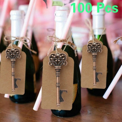 

50Pcs Bottle Opener Wedding Souvenirs Beer Opener Keychain with Paperboard Tag Card Party Supplies