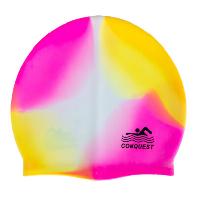 

Women Men Ladies Rainbow Colorful Waterproof Silicone Ear Long Hair Protection High Elastic Swim Pool Swimming Cap Swimwear Hats