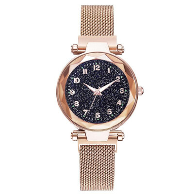 

Luminous Magnet Quartz Women Watch Wristwatch with Numbers Starry Dial for Women