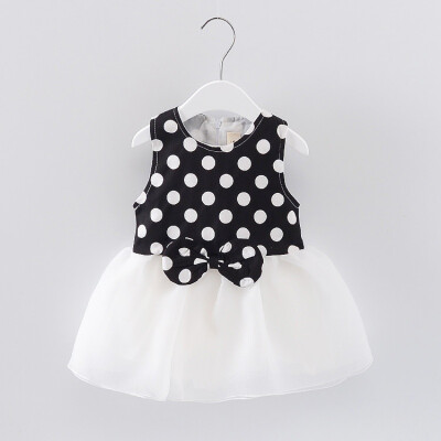 

Summer 2 Colors Trendy Fashion Childrens Baby Girl Dots Cotton Lace Dress Sleeveless Princess Dresses