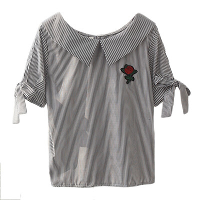 

ROPALIA Women Casual Shirt Bowknot Sleeve Female Collar Flower Blouse Colors