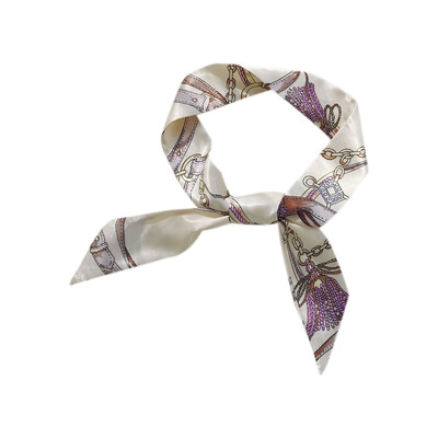 

95cm Scarf Women Korean Autumn Silk Printed Scarf Colorful Elegant Wild Thin WaveBlack Coffee All-match Stylish Neckerchief