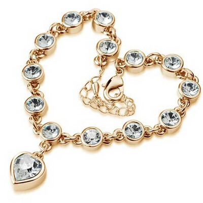 

Women Ladies Crystal Rhinestone Bangle Bracelet Chain Heart Jewelry