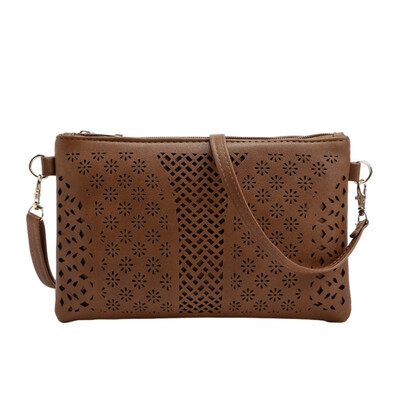 

Vintage Women Hollowed Crossbody Shoulder Bag Zip Faux Leather Envelope Pouch