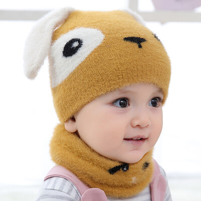 

2pcs Winter Warm Infant Hats Set Unisex Child Beanies Cap Set Baby Kids Ear Hat Scarf For Boys Girls Toddler Hats