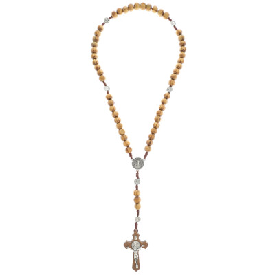 

Chic Catholic Wood Rosary Handmade Wooden Cross Necklace Religious Ornaments