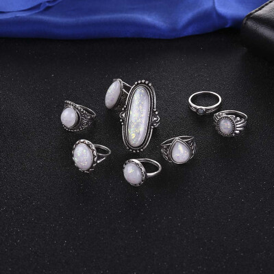 

Rings for Women Retro Antique Big Opal Ring Punk Female Stone Vintage Jewelry