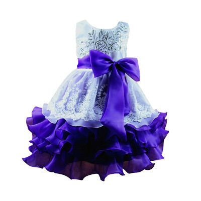 

2017 New Fashion Kids Ceremonies Party Dresses Tulle Ruffles Childrens Princess Wedding Gown Little Baby Girl Dress 4 Colors