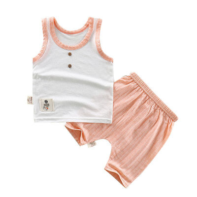 

Summer Baby Boys Girl Sleeveless Solid Print Tops T-shirt Vest Shorts Toddler Casual Outfits Sets