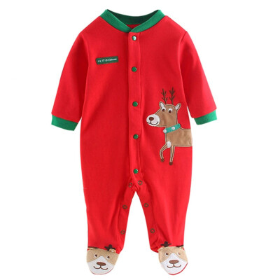 

Autumn Winter Newborn Baby Boys Girl Romper Christmas Clothes Knitted Sweaters Reindeer Outfit Sets 2pcsset