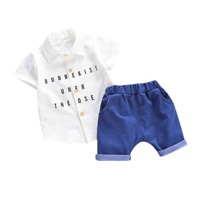 

Summer Baby Boys Short Sleeve Letter Print Tops Blouse ShirtShorts Children Casual Outfits Sets Baby Boy Clothes