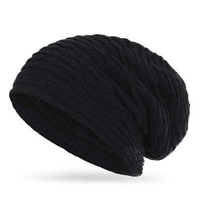 

Unisex Wool Knitted Baggy Hat Winter Autumn Pleated Slouch Oversize Beanie Cap