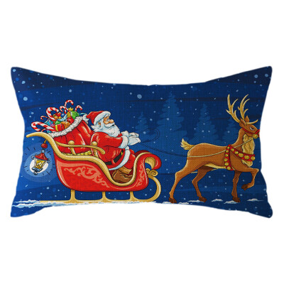 

Tailored Christmas Santa Claus Pillow Case Linen 30x50cm Throw Cushion Cover Home Decor