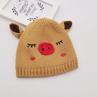 

Baby Hat Winter Newborn Cute Warm Kids Girls Boys Baby Cartoon Print Hats Knitted Wool Caps With Ear