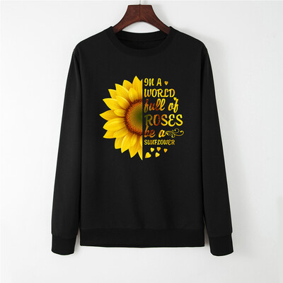 

Tailored Women Long Sleeve Sunflower Print Loose Sweatshirt Automn&Winter Blouse