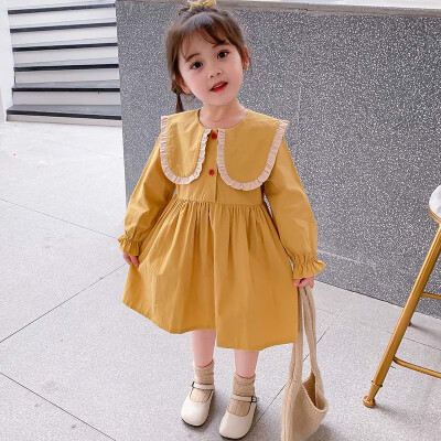 

Autumn Casual Toddler Kids Girls Solid Print Long Sleeve Dress Baby Toddler Pageant Dresses