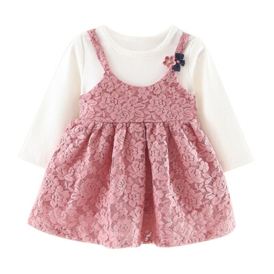 

Baby Girl Lace Dress Long Sleeve Girl Solid Dress 2018 New Spring Autumn Fashion Children Cotton Clothing Princess Tutu Dress j2