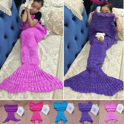 

Super Soft Hand Crocheted Mermaid Tail Blanket Sofa Blanket Kids 140cm70cm DIY