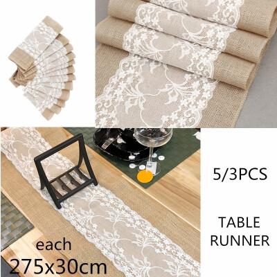 

35PCS Hessian Lace Table Runners 275x30cm Table Decoration for Wedding Party