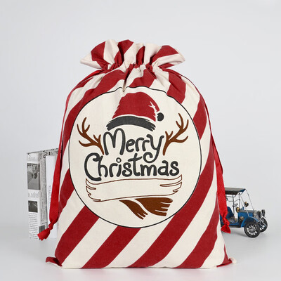

Toponeto Large Canvas Merry Christmas Santa Sack Xmas Stocking Reindeer Gift Storage Bag